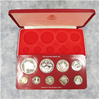 BAHAMAS ISLANDS 9-Coin Silver Proof Set (Franklin Mint, 1977)