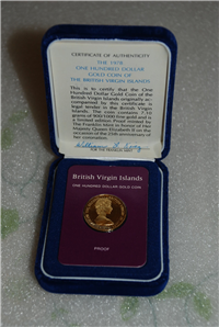 BRITISH VIRGIN ISLANDS 1978   $100    Gold Coin