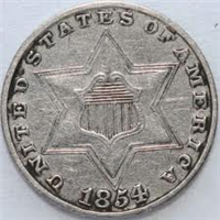 USA 1854  3 Cent Silver