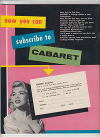 CABARET   Vol. II #4    (Entertainment Pub., August, 1956) Jayne Mansfield