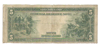 (Fr-851a)  1914 $5 Federal Reserve Note (New York, Blue Seal, White/Mellon)
