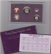 1986 Proof Set  (purple box 5 coins)