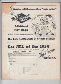 WASHINGTON NATIONALS YEARBOOK  (Big League Books, 1954) 