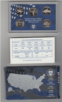 1999 50 State Quarters Proof Set (blue box 5 coins)