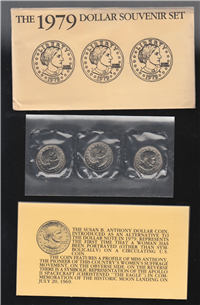 1979 Susan B. Anthony Dollar Souvenir Set (3 Coins)