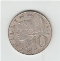 AUSTRIA 1968 10 Schilling Coin 