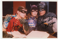 BATMAN, ROBIN AND CATGIRL (1966-1968, TV Show) Signed Color Photo circa 1980s