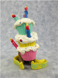HAPPY BIRTHDAY 6-3/4 inch Mouse/Cake Topper Figurine (Charming Tails, Enesco, 29/243, 2008)