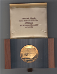 Churchill Silver Coin $50 Cook Islands Proof (Royal Canadian Mint, 1974)