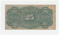 (Fr-1303)  1863 25 Cents Fractional Currency Note (Large Red Seal, blue right end)