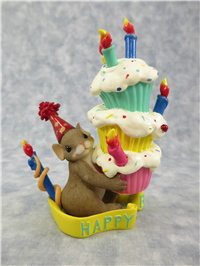 HAPPY BIRTHDAY 6-3/4 inch Mouse/Cake Topper Figurine (Charming Tails, Enesco, 29/243, 2008)
